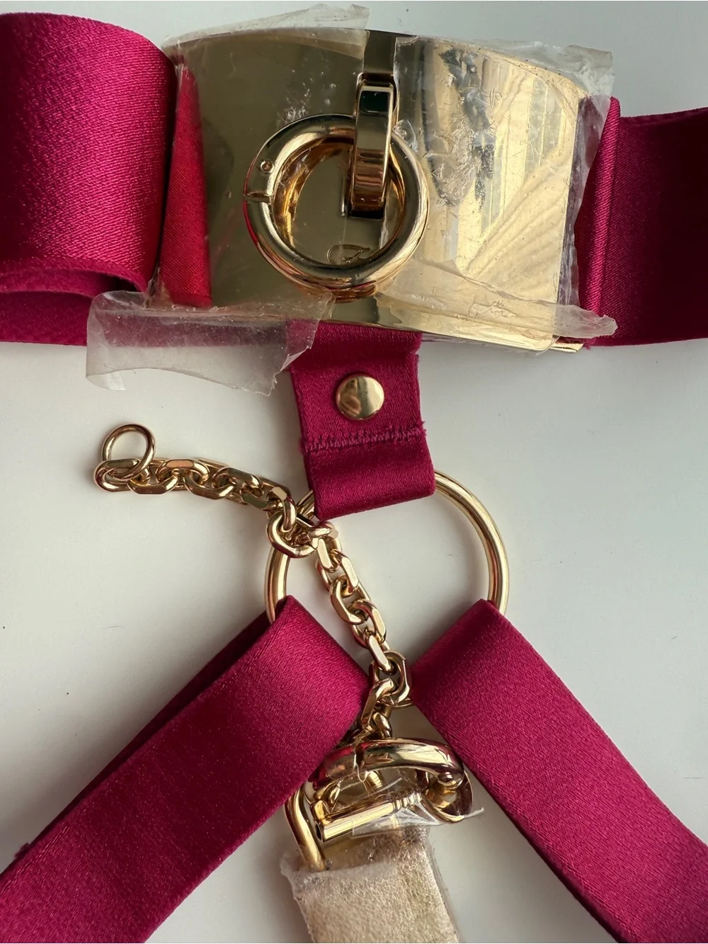 New Honey birdette Set Red Chastity Strap Satin Harness Bra 10dd 32 dd e panty S